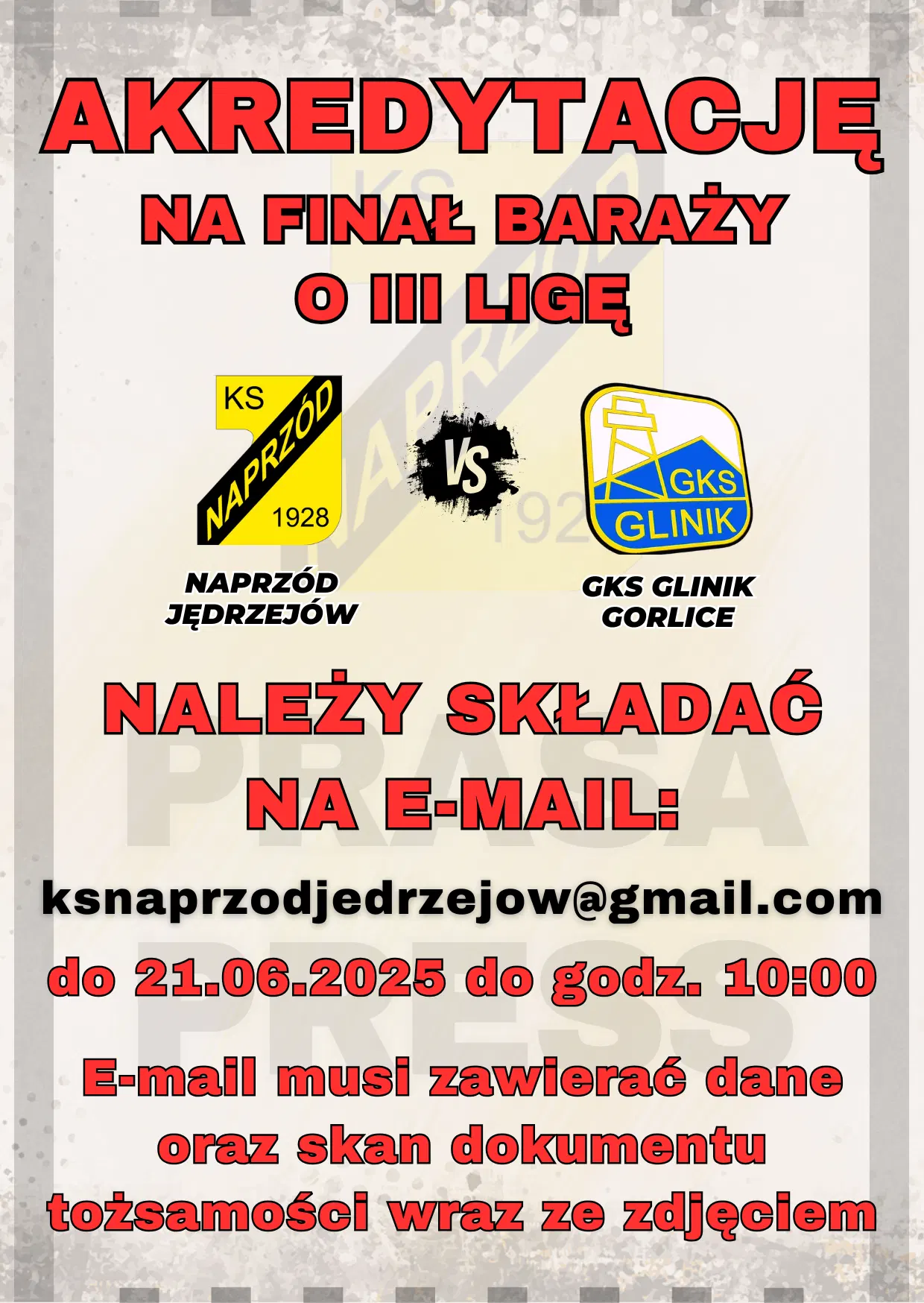 𝐊𝐎𝐌𝐔𝐍𝐈𝐊𝐀𝐓 - 𝐀𝐊𝐑𝐄𝐃𝐘𝐓𝐀𝐂𝐉𝐀 na finał baraży o Betclick 3 ligę